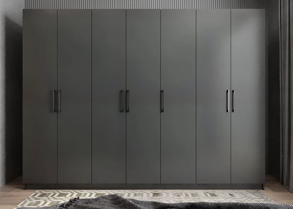 Zerka concept Harika 7 Kapaklı Dolap Gardırop Füme - Montaj Dahil ürün görseli 1