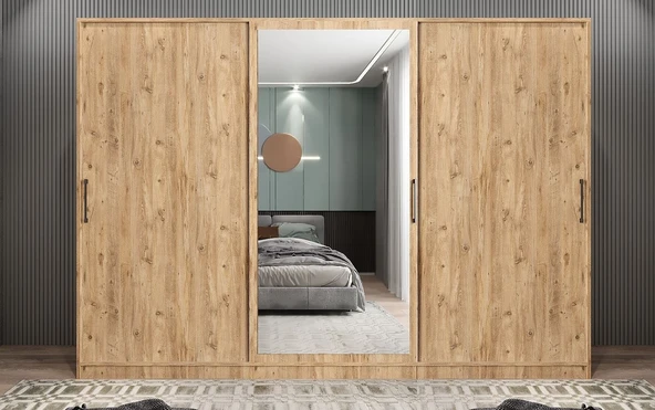 Zerka concept Vino Sürgü Kapaklı Dolap Gardırop Çam 240 Cm ürün görseli 1