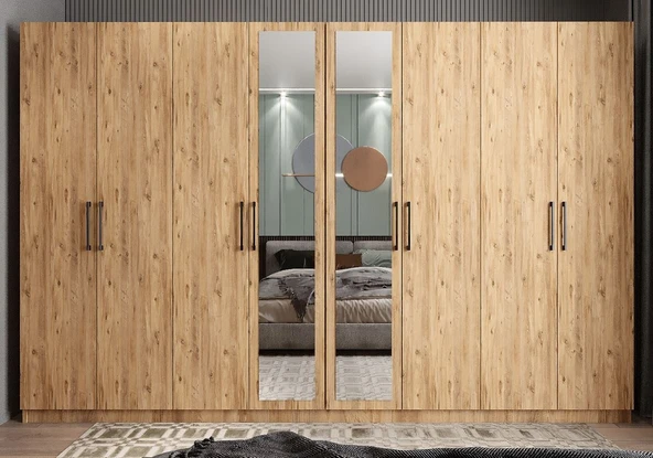 Zerka concept Padova 8 Kapaklı Dolap Gardırop Çam ürün görseli 1