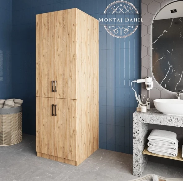 Zerka concept Venedik Çamaşır Ve Kurutma Makinesi Dolabı Banyo Dolabı Çam Çam ürün görseli 1