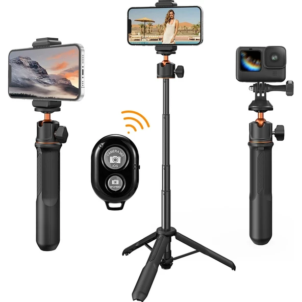 K&F Concept 60CM Selfie Çubuğu & Tripod | Aksiyon Kameralar ve Cep Telefonları ile Uyumlu ürün görseli 1