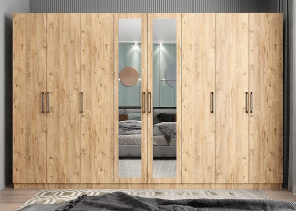 Zerka concept Başak 8 Kapaklı Dolap Gardırop Çam ürün görseli 1