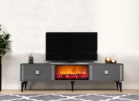 Zerka concept Zirve Tv Ünitesi Tv Sehpası Antrasit Gümüş ürün görseli 1