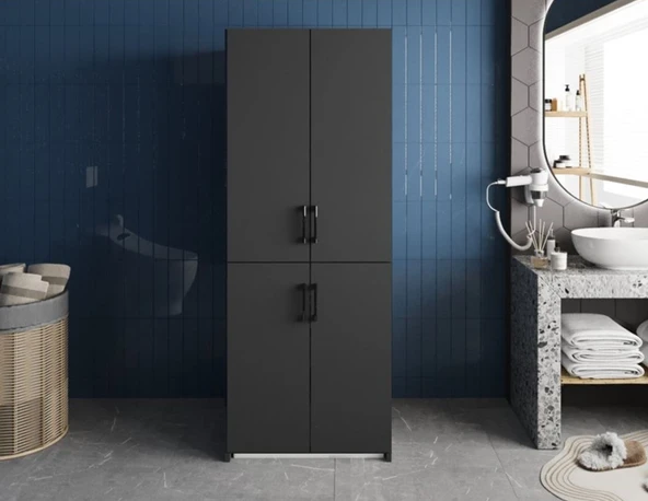 Zerka concept Bohem Çamaşır Ve Kurutma Makinesi Dolabı Banyo Dolabı Füme Füme ürün görseli 1