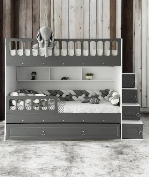 Zerka concept Kardelen Mdf Çelik Profilli Yavrulu Ranza Ab M1 ürün görseli 1