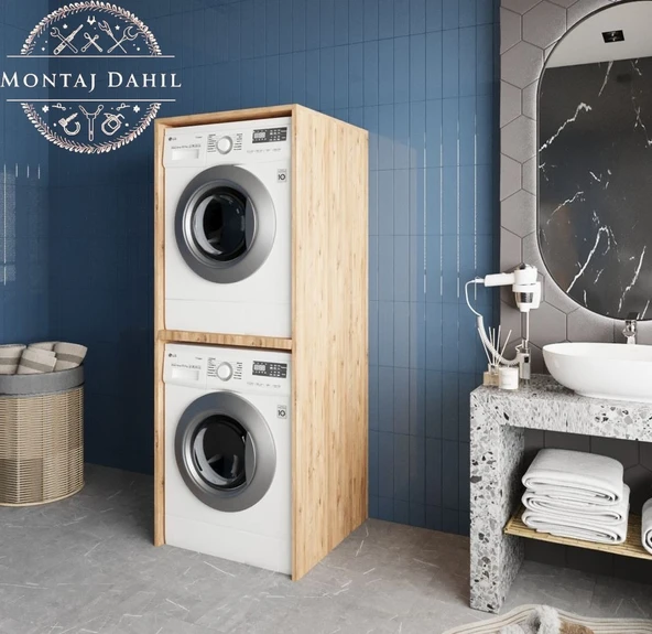 Zerka concept Babil Çamaşır Ve Kurutma Makinesi Dolabı Banyo Dolabı Çam Çam ürün görseli 1