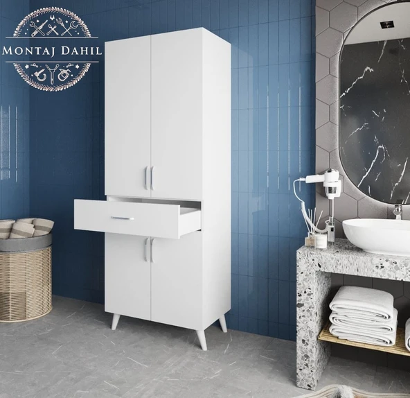Zerka concept Mavera Çok Amaçlı Dolap Banyo Mutfak Kiler Dolabı Beyaz Beyaz ürün görseli 1