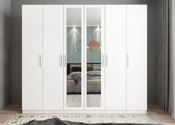 Zerka concept Diana 6 Kapaklı Dolap Gardırop Beyaz ürün görseli 1