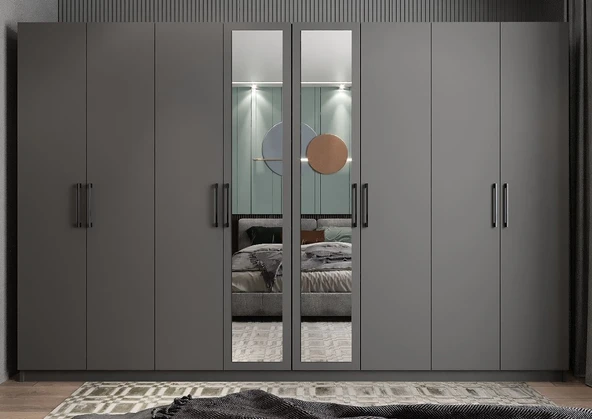 Zerka concept Padova 8 Kapaklı Dolap Gardırop Füme ürün görseli 1