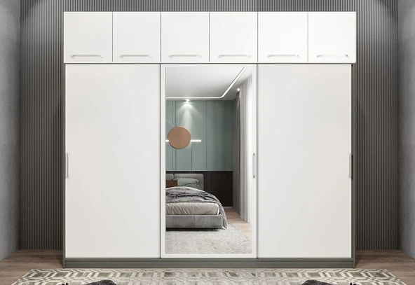 Zerka concept Runa Sürgü Kapaklı Gardırop Yüklüklü Fb 240 Cm-montaj Dahil ürün görseli 1