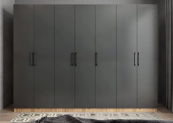 Zerka concept Harika 7 Kapaklı Dolap Gardırop Çam Füme - Montaj Dahil ürün görseli 1