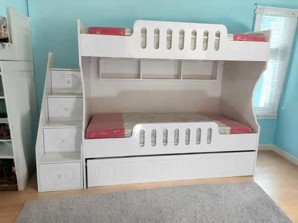 Zerka concept Toledo Tamamı Mdf Lake Boyalı Yavrulu 3 Lü Ranza B ürün görseli 1