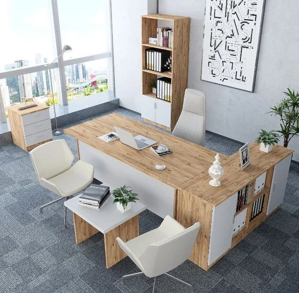 Zerka concept Padova 5'li Ofis Takımı  Model 3 Çam Beyaz ürün görseli 1