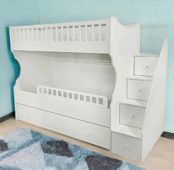 Zerka concept Lugo Tamamı Mdf Lake Boyalı Yavrulu 3lü Ranza B ürün görseli 1