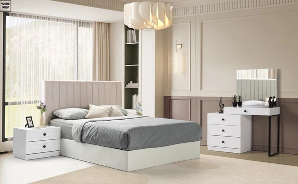 Zerka concept Bianora Mdf Membran 6 Kapaklı Gardırop ve Yatak Odası Takımı - Baza Hariç ürün görseli 1