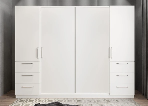 Zerka concept Riga Sürgü Kapaklı Çekmeceli Gardırop Byz 240 Cm ürün görseli 1