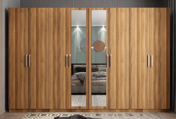 Zerka concept Padova 8 Kapaklı Dolap Gardırop Ceviz - Montaj Dahil ürün görseli 1
