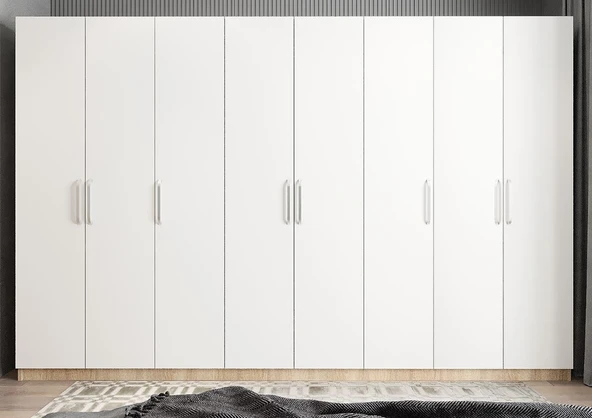 Zerka concept Solo 8 Kapaklı Dolap Gardırop Meşe Beyaz ürün görseli 1