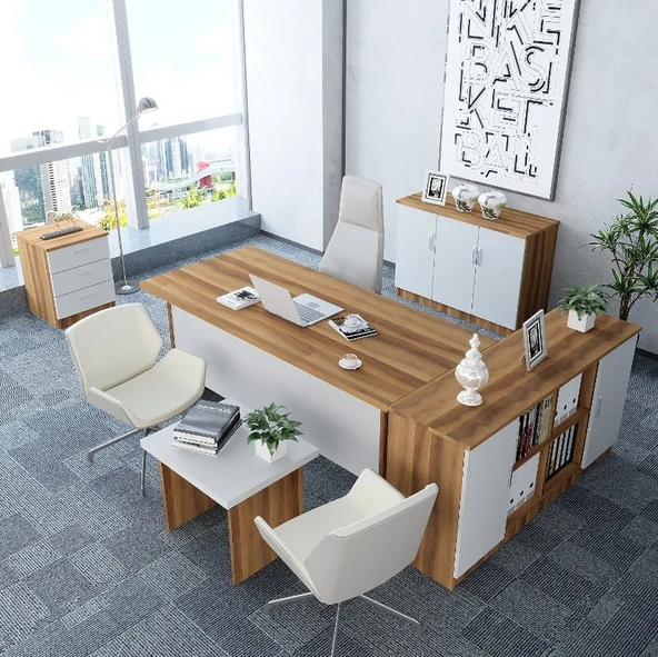 Zerka concept Oliver 5'li Ofis Takımı  Model 4 Çam Beyaz ürün görseli 1