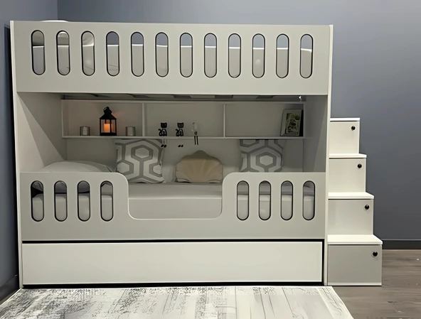Zerka concept Astana %100 Mdf Yavrulu Seyyar Merdivenli Ranza Gb1 ürün görseli 1