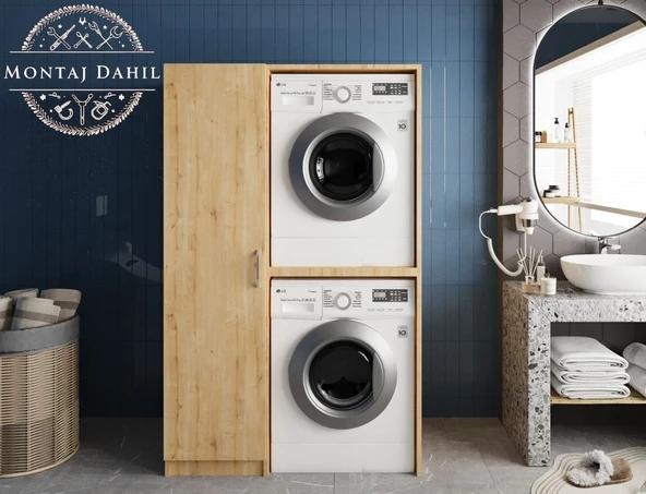 Zerka concept Almera Çamaşır Ve Kurutma Makinesi Dolabı Banyo Dolabı Meşe Meşe ürün görseli 1