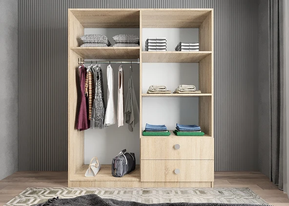 Zerka concept Point 4 Kapaklı Gardırop Dolap Meşe - Resim 3