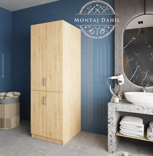 Zerka concept Venedik Çamaşır Ve Kurutma Makinesi Dolabı Banyo Dolabı Meşe Meşe ürün görseli 1