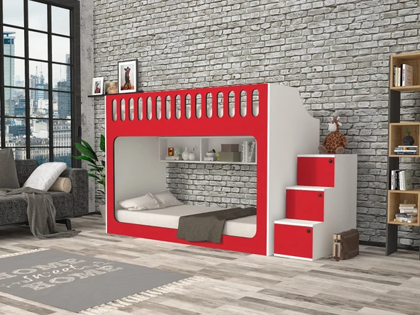 Zerka concept İnci Seyyar Merdivenli İkili Ranza Kb M2- ürün görseli 1