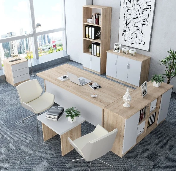 Zerka concept Naomi 6'lı Ofis Takımı  Model 2 Meşe Beyaz ürün görseli 1