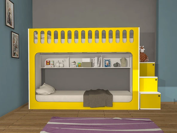 Zerka concept İnci Seyyar Merdivenli İkili Ranza Sb M2 ürün görseli 1