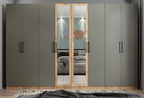 Zerka concept Terra 8 Kapaklı Dolap Gardırop Çam Füme ürün görseli 1