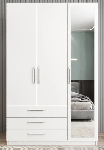 Zerka concept Parma 3 Kapaklı Gardırop Dolap Beyaz - Ücretsiz Kurulum ürün görseli 1