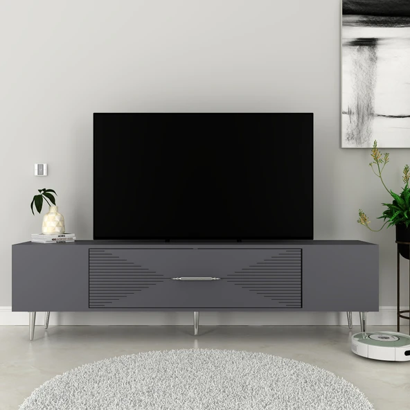 Zerka concept Motif Tv Sehpası Tv Ünitesi 150 Cm Antrasit Gümüş ürün görseli 1