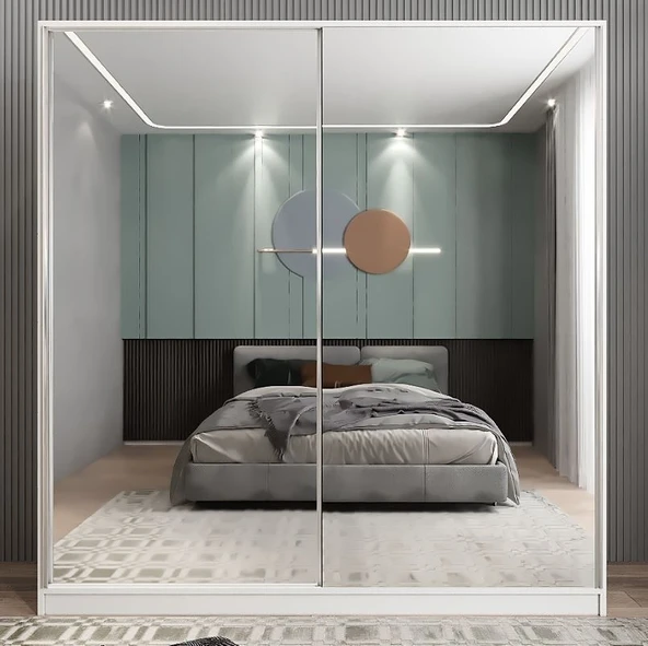 Zerka concept Bodrum Sürgü Kapaklı Dolap Gardırop Beyaz ürün görseli 1