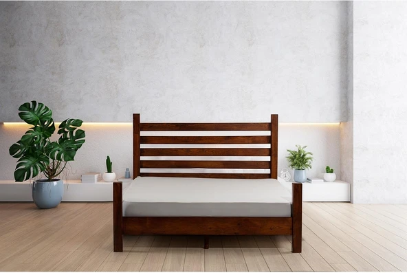 Zerka concept Elegans İthal Çam Masif Ahşap Karyola Ceviz Renk 160 200 160 x 200 ürün görseli 1