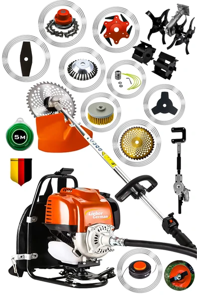 Lieber German 14 Parça Full Set Benzinli Sırt Tipi Çim Biçme Tırpanı Tırpan Makinesi ürün görseli 1