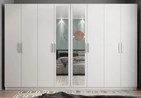 Zerka concept Padova 8 Kapaklı Dolap Gardırop Beyaz ürün görseli 1