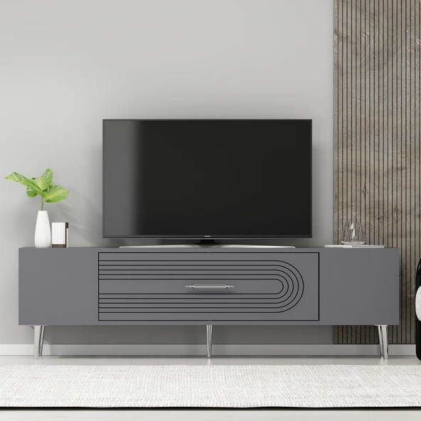 Zerka concept Camilla Tv Sehpası Tv Ünitesi 150 Cm Antrasit Gümüş ürün görseli 1