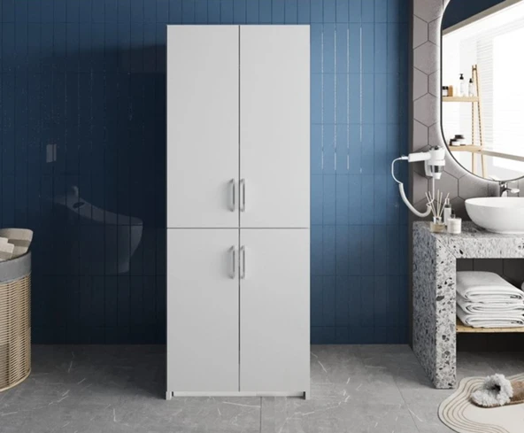 Zerka concept Bohem Çamaşır Ve Kurutma Makinesi Dolabı Banyo Dolabı Beyaz Beyaz ürün görseli 1