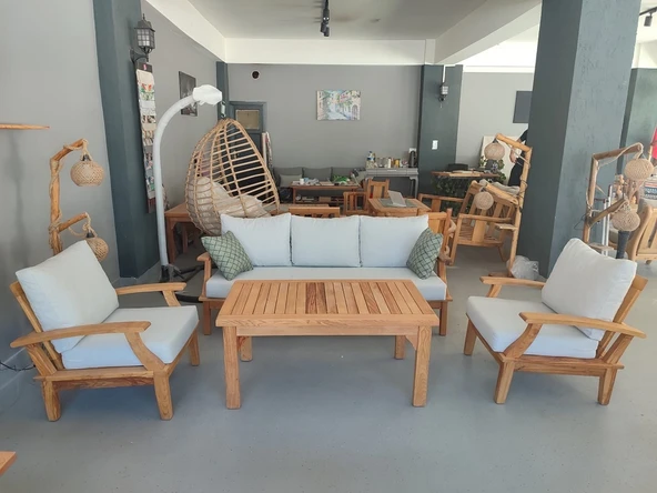 Zerka concept Octavia Ahşap Bahçe Koltuk Kestane Ağacı 3+1+1+masa Takımı Ahşap ürün görseli 1