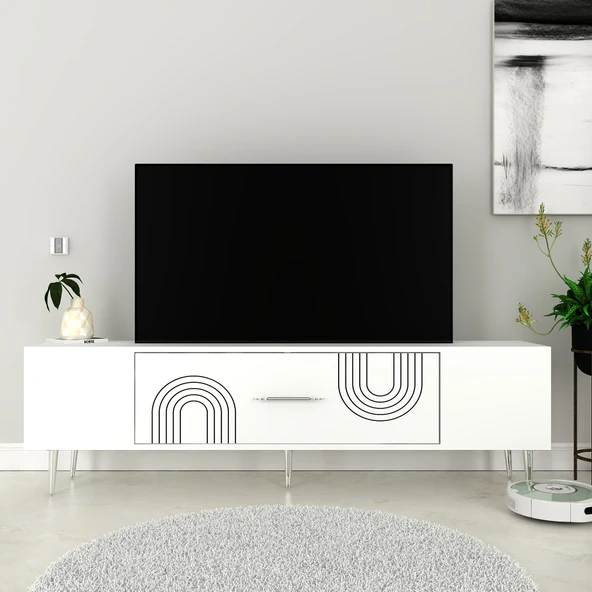 Zerka concept Valeria Tv Sehpası Tv Ünitesi 150 Cm Beyaz ürün görseli 1