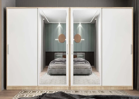 Zerka concept Albero Sürgülü Çekmeceli Gardırop Dolap Mb 280cm Montaj Dahil ürün görseli 1