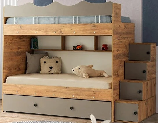 Zerka concept Grey Mdf Çelik Profilli Yavrulu Ranza Ac M1 90 X 190 Cm ürün görseli 1