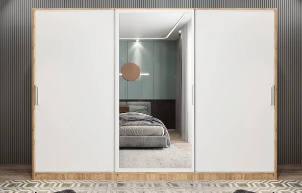 Zerka concept Vino Sürgü Kapaklı Dolap Gardırop Çambeyaz 180cm ürün görseli 1