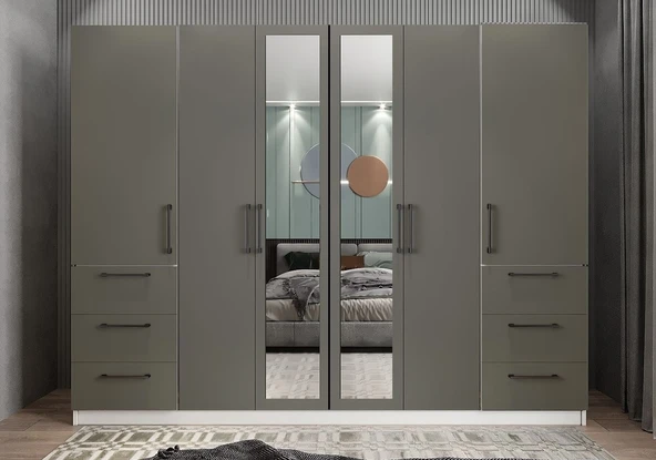 Zerka concept Zeren 6 Kapaklı Çekmeceli Gardırop Dolap Fb 240 Cm ürün görseli 1