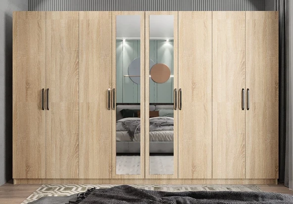 Zerka concept Terra 8 Kapaklı Dolap Gardırop Meşe ürün görseli 1