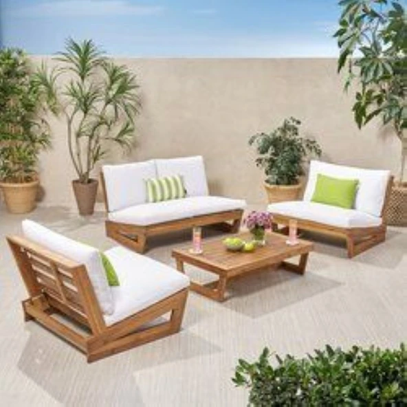 Zerka concept Conforlove Bahçe Balkon Masif Kestane Ahşap Koltuk Takımı 2+1+1+Orta Sehpa ürün görseli 1