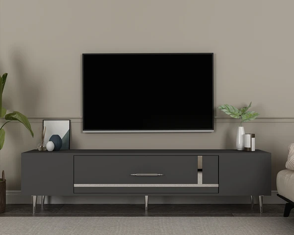 Zerka concept Şuşa Tv Sehpası Tv Ünitesi 150 Cm Antrasit Gümüş ürün görseli 1