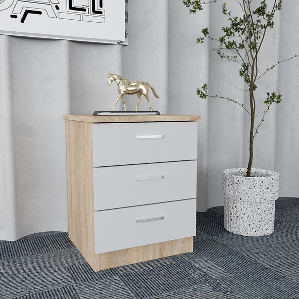 Plus 4'lü Ofis Takımı  Model 7 Meşe Beyaz - Resim 4