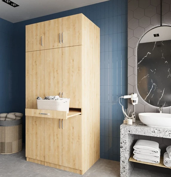 Zerka concept Vita Çamaşır Ve Kurutma Makinesi Dolabı Banyo Dolabı Meşe ürün görseli 1